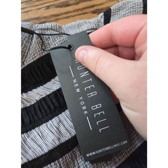 NWT HUNTER BELL | Monroe Top Black Striped Bell Sleeve Blouse Size XS - Picture 4 of 6